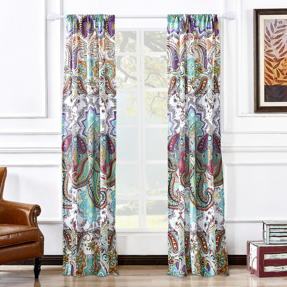 curtains behind curtains Greenland Home Fashions Window Teal