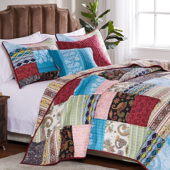 flower coverlet Greenland Home Fashions Quilt Set Multi