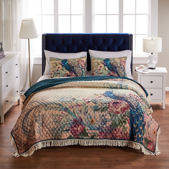 queen size bed spread Greenland Home Fashions Quilt Set Ecru