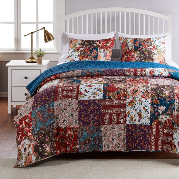burgundy king size quilts Greenland Home Fashions Quilt Set Classic