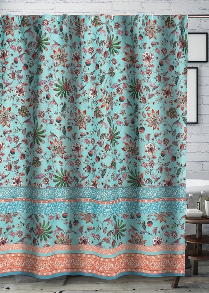 best shower curtain pole Greenland Home Fashions Bath Turquoise