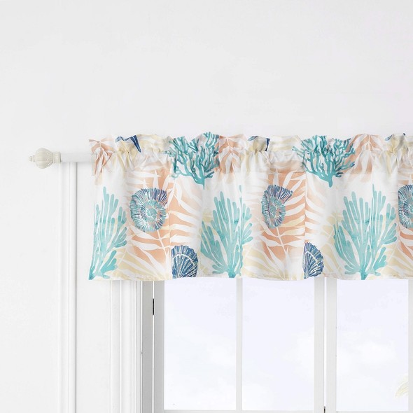 white drapes with valance Greenland Home Fashions Window Aqua