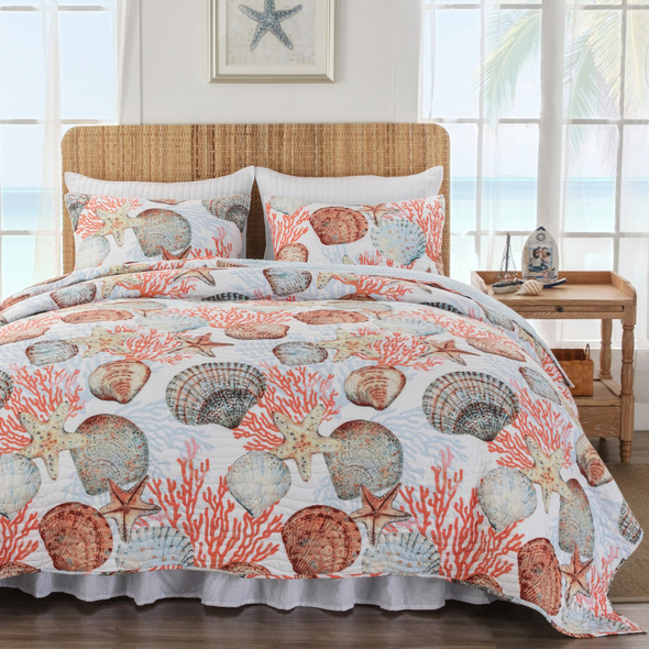 bed coverlet sizes Greenland Home Fashions Quilt Set Coral