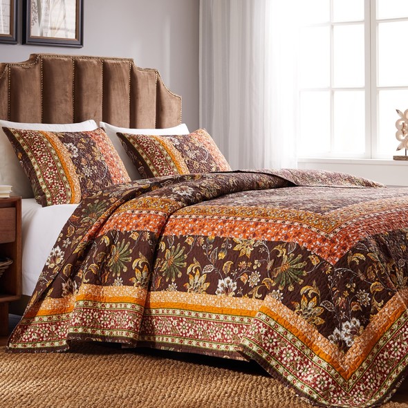 twin size quilts and comforters Greenland Home Fashions Quilt Set Chocolate