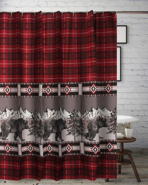 shower curtain mat set Greenland Home Fashions Bath Red