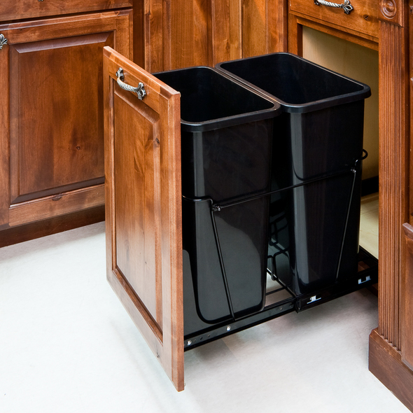 storage with pull out shelves Hardware Resources Trash Can Pullout,Waste Container Solutions Black