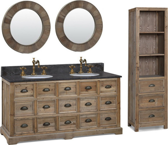 bathroom vanity unit with sink and toilet InFurniture Natural Oak Traditional