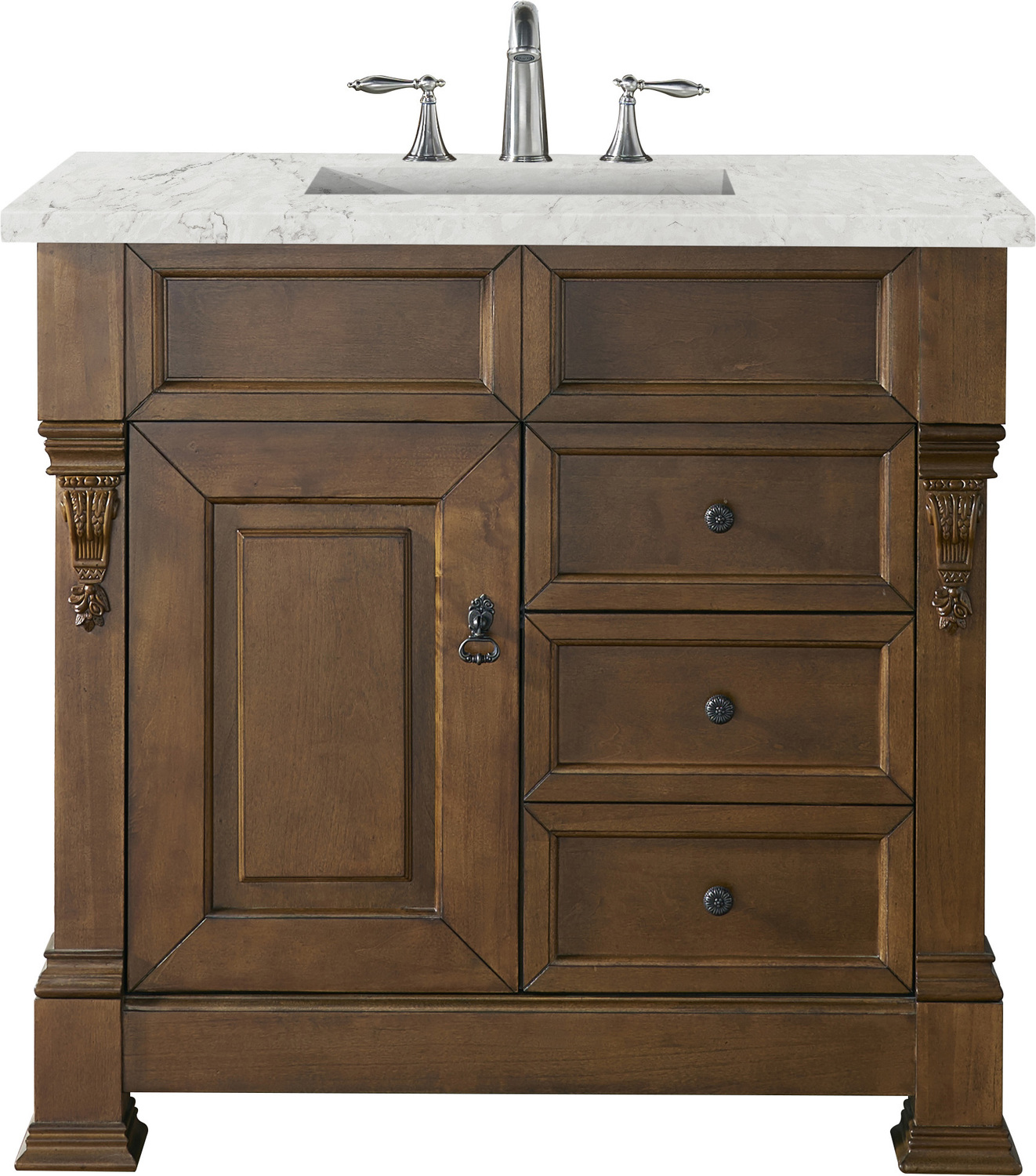 rustic double vanity James Martin Vanity Country Oak Transitional