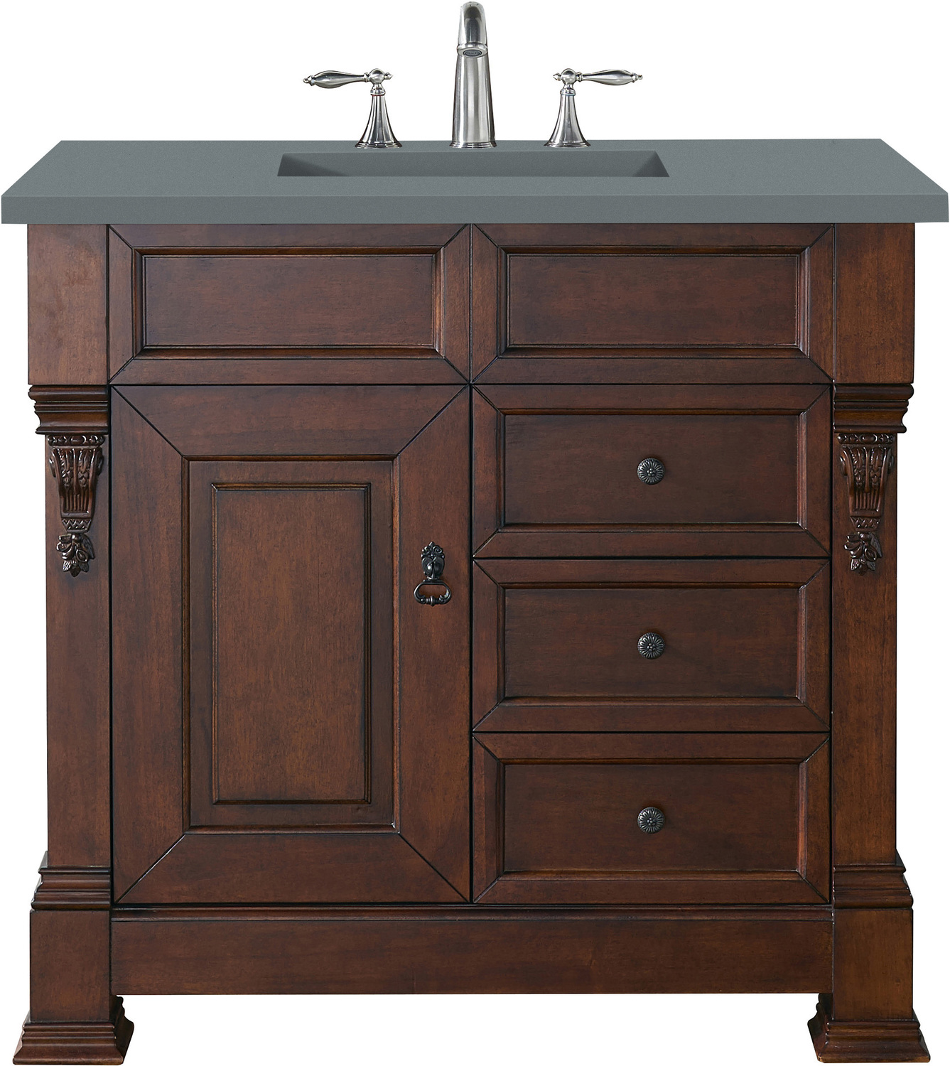 60 inch bathroom cabinet single sink James Martin Vanity Warm Cherry Transitional