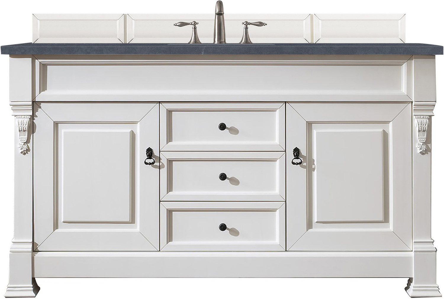 small bathroom sink cabinet ideas James Martin Vanity Bright White Transitional