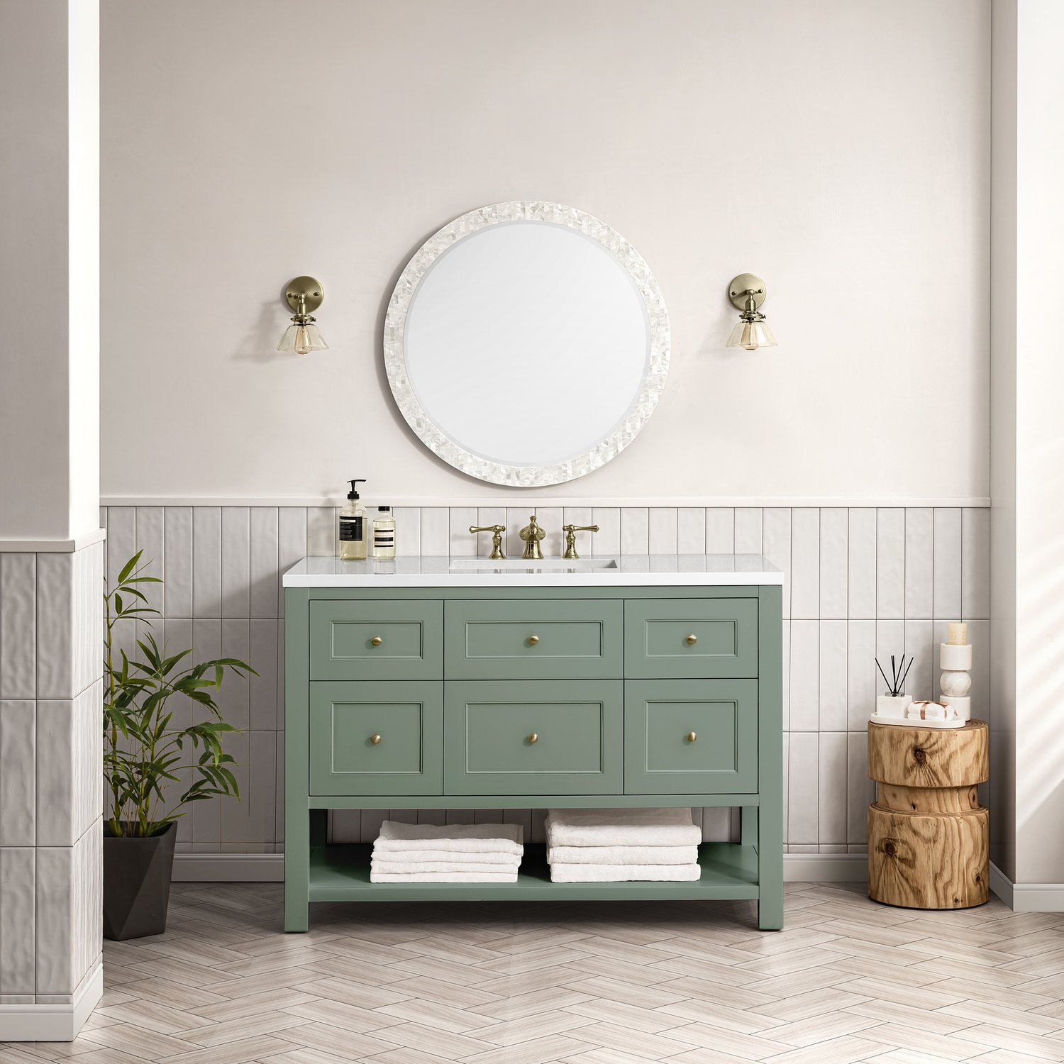 70 double sink vanity top James Martin Vanity Smokey Celadon Modern Farmhouse, Transitional