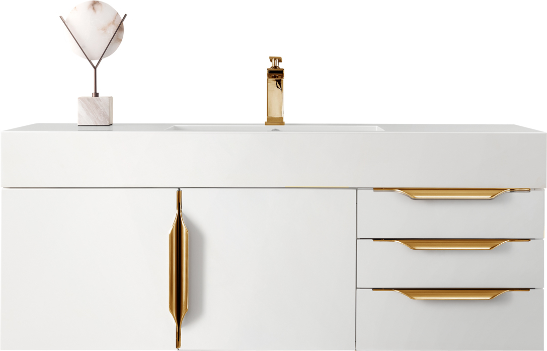 double vanity with sink on top James Martin Vanity Bathroom Vanities Glossy White Modern