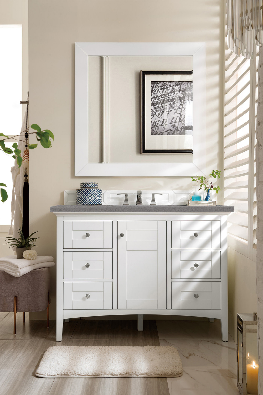 best wood for bathroom cabinets James Martin Vanity Bright White Transitional