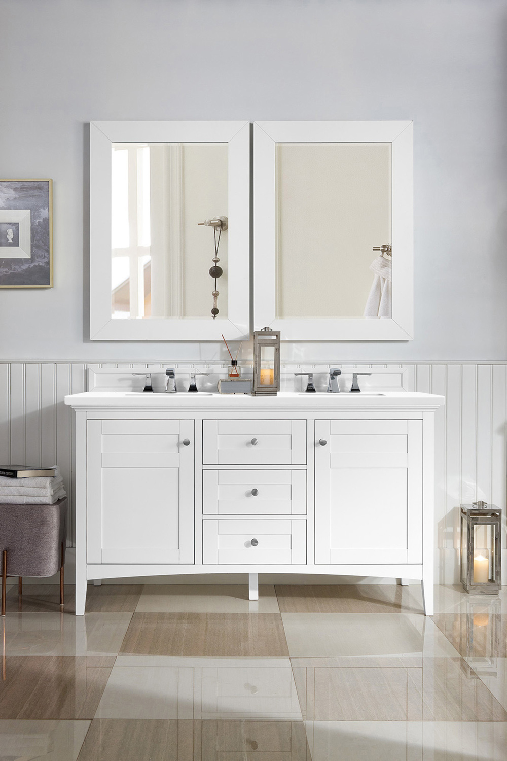 90 inch double sink bathroom vanity top James Martin Vanity Bright White Transitional