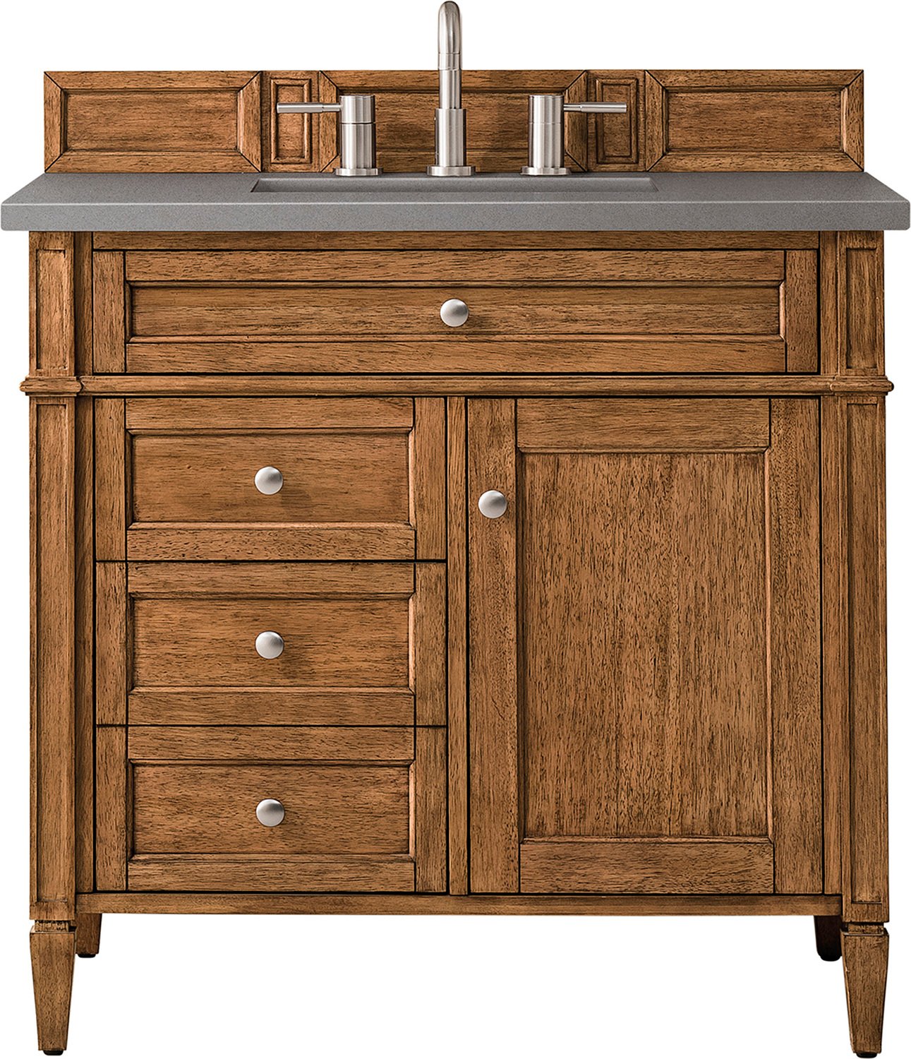 double sink vanity with storage tower James Martin Vanity Saddle Brown Transitional