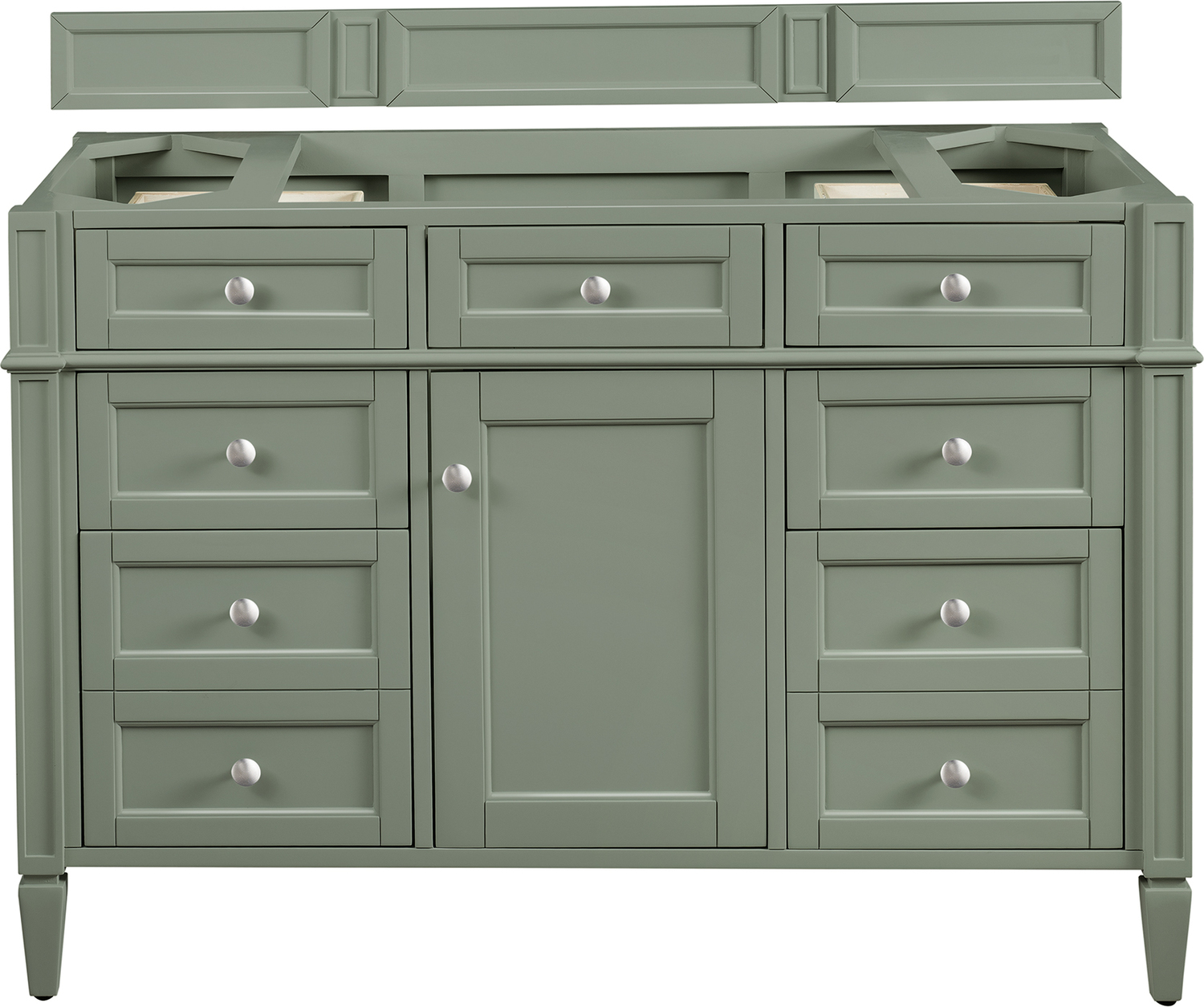 two vanities side by side James Martin Cabinet Smokey Celadon Transitional