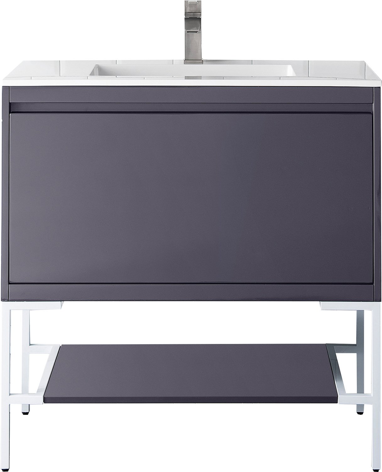 cheap vanity with sink James Martin Vanity Modern Gray Glossy Transitional