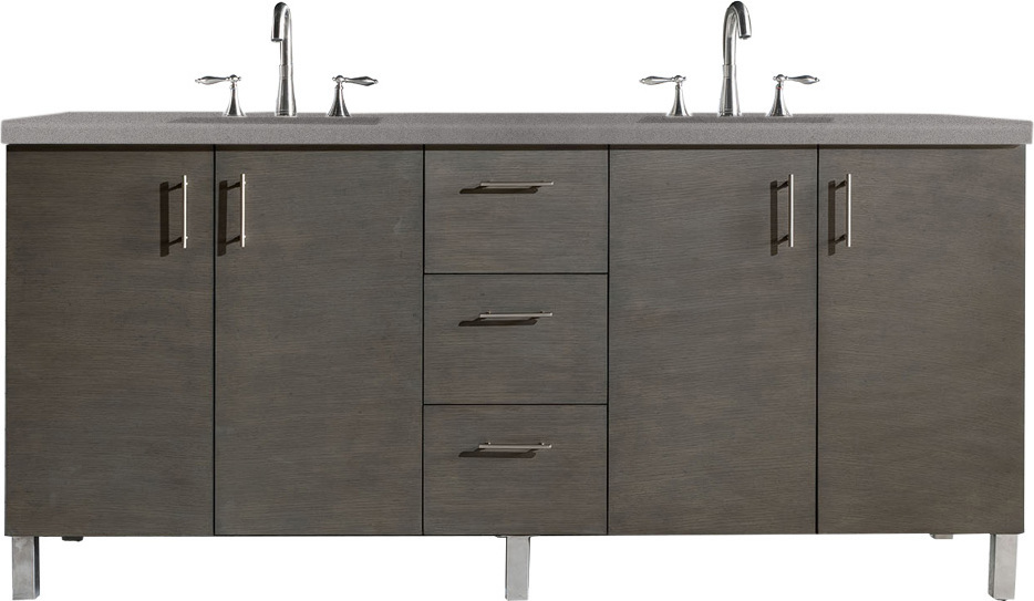 wooden double sink vanity James Martin Vanity Silver Oak Contemporary/Modern, Transitional
