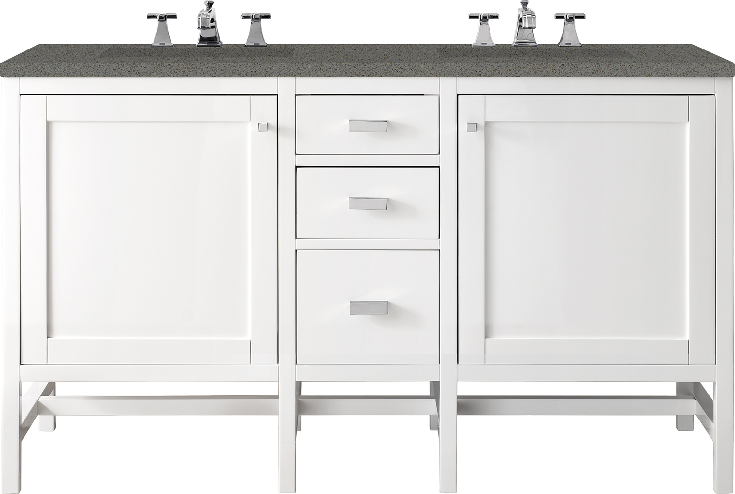 60 sink James Martin Vanity Glossy White Traditional, Transitional