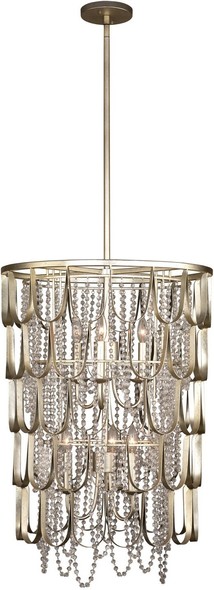 small beaded chandelier Kalco Foyer Champagne Silver Leaf Casual Luxury