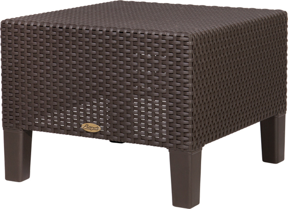 outdoor dining with umbrella Lagoon Furniture Outdoor Rattan Side Table Brown
