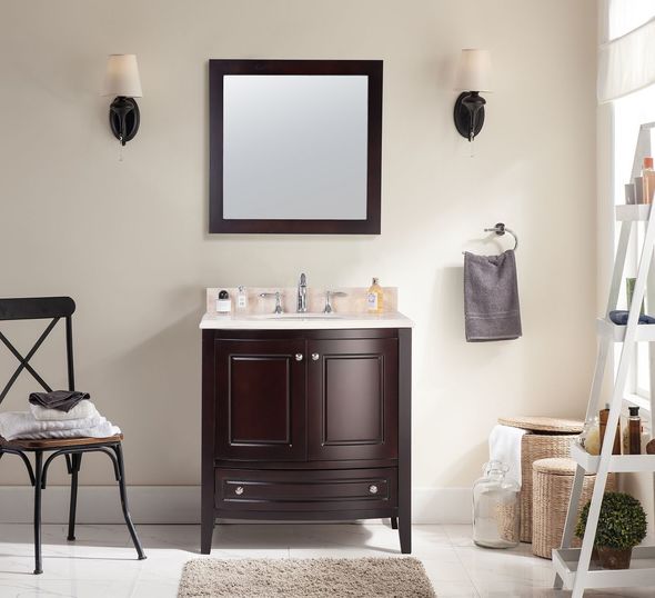 beige bathroom cabinets Laviva Vanity + Countertop Brown Transitional