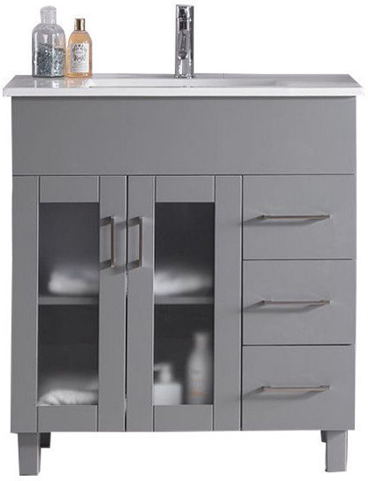 beige bathroom vanity Laviva Vanity + Countertop Grey Contemporary/Modern