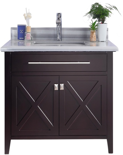 3 drawer bathroom cabinet Laviva Vanity + Countertop Brown Transitional