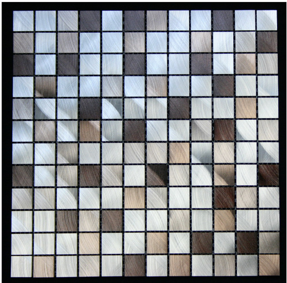 glass and metal tile Legion Furniture Silver & Brown