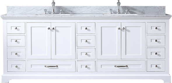 white vanity with black countertop Lexora Bathroom Vanities White