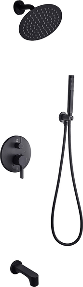 black shower spout Lexora Shower Systems Matte Black