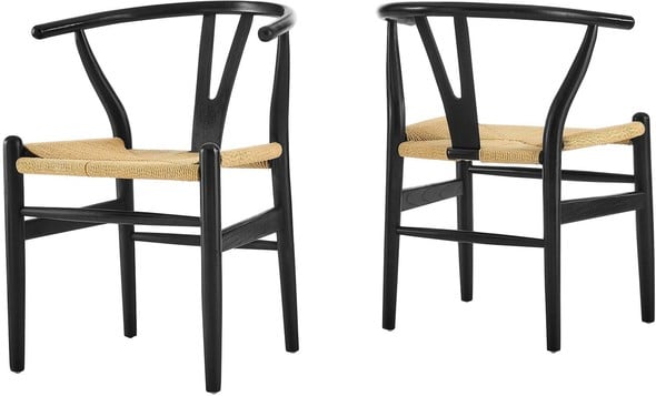 mid century dining chairs set of 2 Modway Furniture Dining Chairs Black