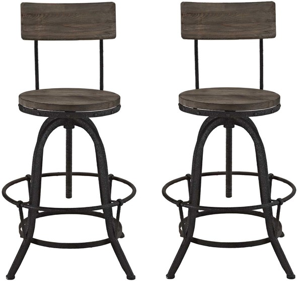 wicker counter stools with backs Modway Furniture Dining Chairs Brown