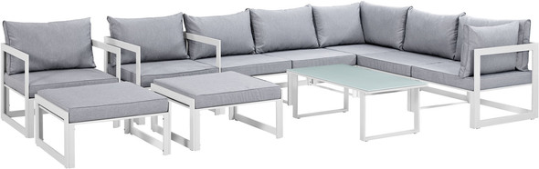 garden sofa with chaise Modway Furniture Sofa Sectionals White Gray