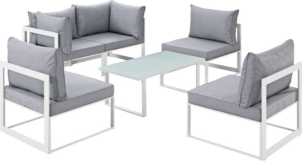 furniture for outdoor patio Modway Furniture Sofa Sectionals White Gray