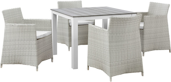 wicker outdoor chaise lounge Modway Furniture Bar and Dining Gray White