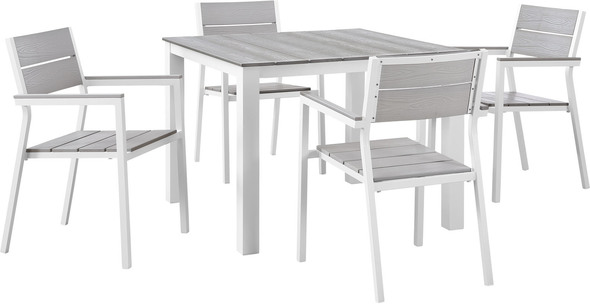 fold away table and chairs Modway Furniture Bar and Dining White Light Gray