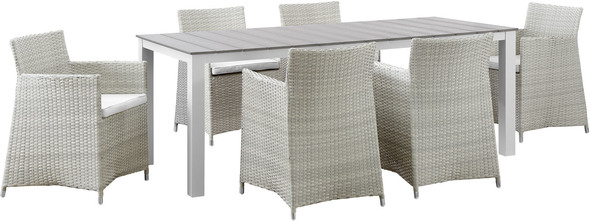 reclining rattan garden dining set Modway Furniture Bar and Dining Gray White