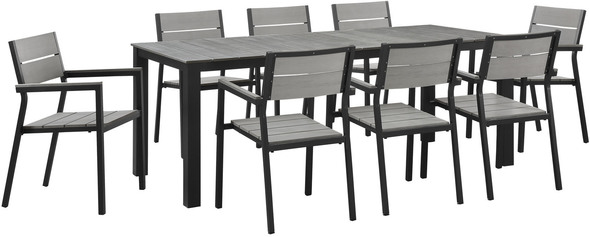 black wicker table Modway Furniture Bar and Dining Brown Gray