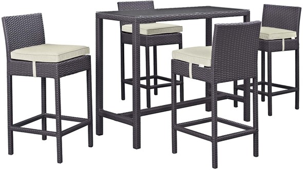 outdoor pub table and chairs set Modway Furniture Bar and Dining Espresso Beige