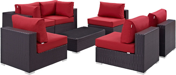 set a patio Modway Furniture Sofa Sectionals Espresso Red