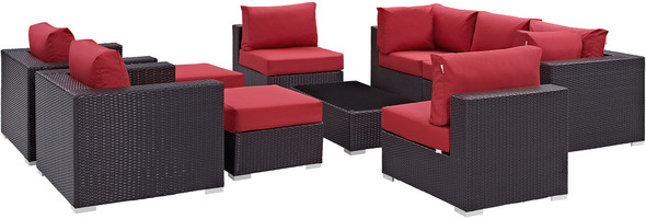 white aluminum patio dining set Modway Furniture Sofa Sectionals Espresso Red