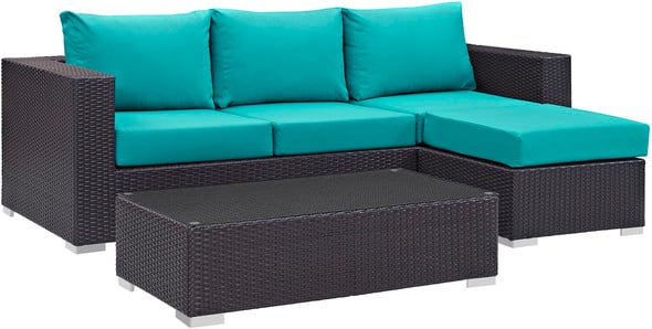 cushions for l shaped couch Modway Furniture Sofa Sectionals Espresso Turquoise