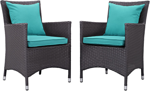 2 person bistro set Modway Furniture Bar and Dining Espresso Turquoise
