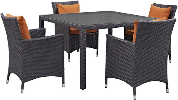outdoor two chairs and table Modway Furniture Bar and Dining Espresso Orange