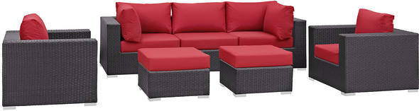 patio set corner Modway Furniture Sofa Sectionals Espresso Red