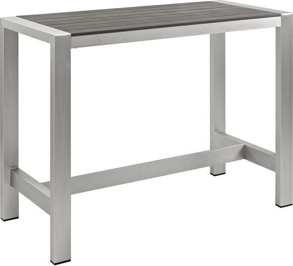 wooden bar table and chairs Modway Furniture Bar and Dining Bar Tables Silver Gray