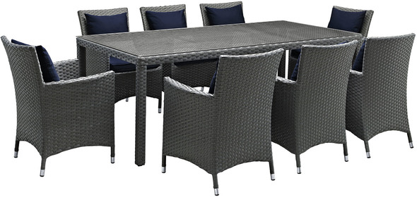 9 piece patio dining set Modway Furniture Bar and Dining Canvas Navy