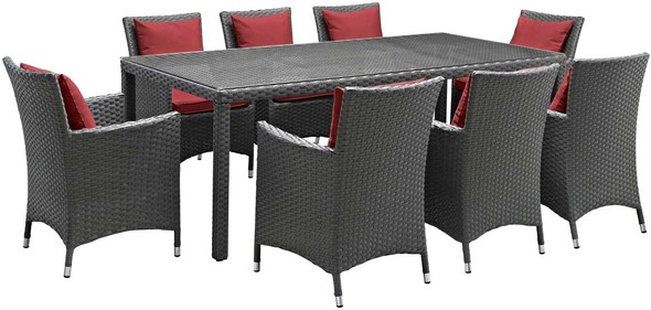 9 piece dining room suites Modway Furniture Bar and Dining Dining Room Sets Canvas Red