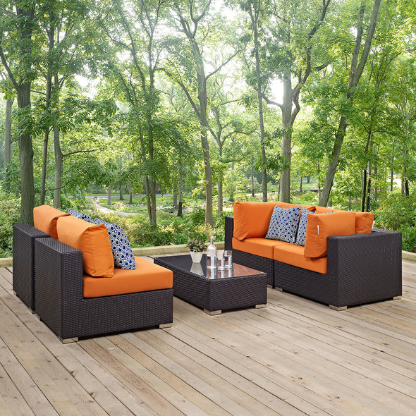 patio red Modway Furniture Sofa Sectionals Espresso Orange